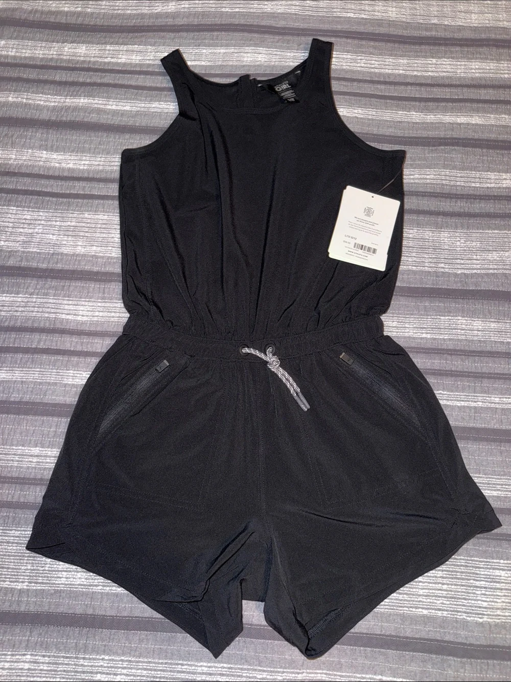 Athleta Girl NWT Pink & Navy Floral Reversible Bikini Set + Black Romper Size 12